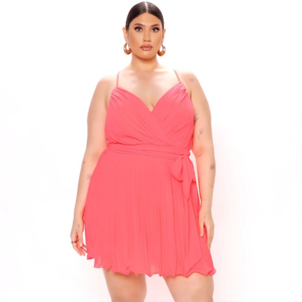 Fashion Nova - Phoenix Solid Sleeveless Romper - Neon Coral